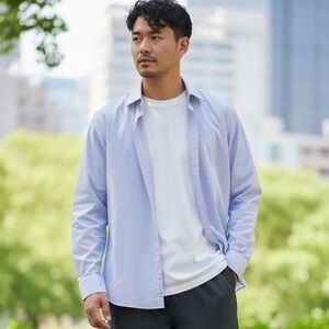 Awake Lilac Striped Button-Down Shirt with Black Interior Accents